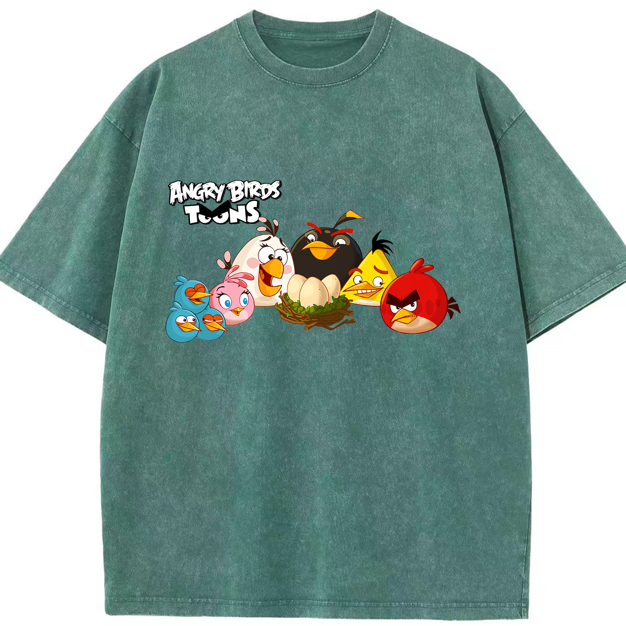 （画像用） Angry Birds アングリーバード 綿100% ヴィンテージ風 半袖Tシャツ（フロントプリント）